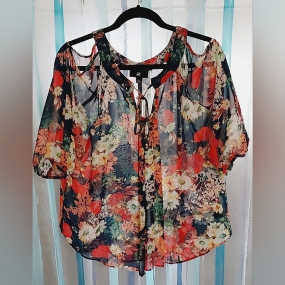 Iz Byer Tops - IZ Byer Tropical Summer Blouse
